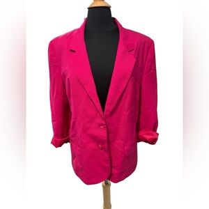 Haberdashery Women’s Hot Pink Blazer w/ 3/4 Sleeve-size 14